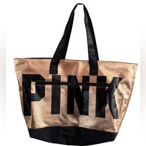 PINK Victoria's Secret - PINK - 21" × 12" X7" - Rose Gold Metallic TOTE BAG